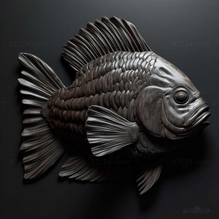 Nature and animals (Black mar fish 3, NATURE_903) 3D models for cnc